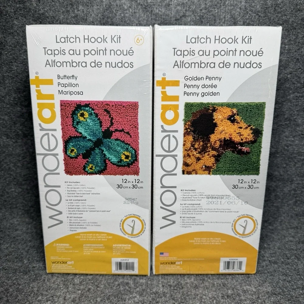 Wonder Art Caron Butterfly & Golden Penny Latch Hook Kit‎ NEW SEALED